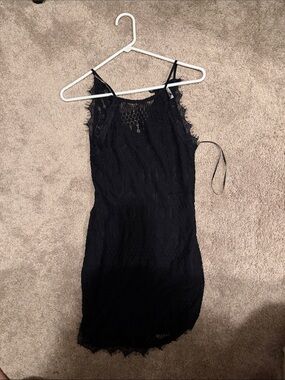 Sage Black Lace Mini Dress